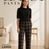 Black & Brown Plaid Straight-Leg Trousers