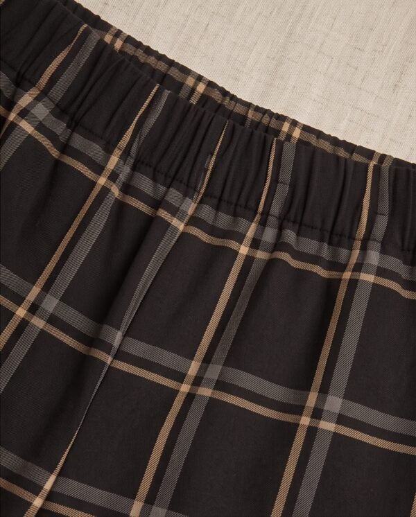 Black & Brown Plaid Straight-Leg Trousers