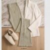 Sage Green Ribbed Flare Pants
