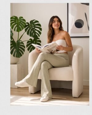 BS-PAN-002_3 Sage Green Ribbed Flare Pants