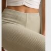 Sage Green Ribbed Flare Pants