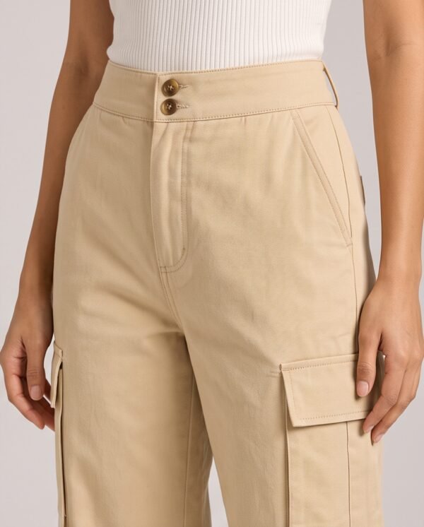 Beige Cargo Jogger Pants