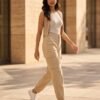 Beige Cargo Jogger Pants
