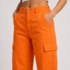 BS-PAN-006_2 Orange Wide-Leg Cargo Pants