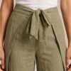 BS-PAN-007_2 Olive Green Wide-Leg Wrap Tie Pants with Front Slit
