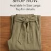 BS-PAN-007_4 Olive Green Wide-Leg Wrap Tie Pants with Front Slit