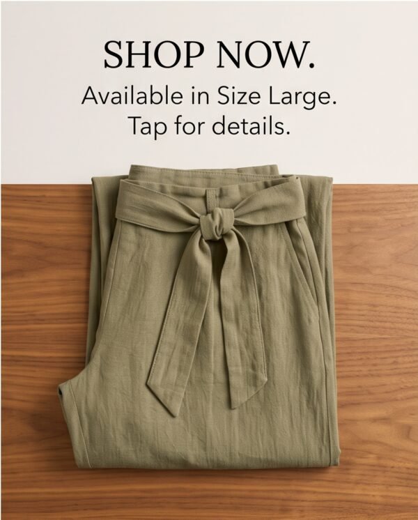 BS-PAN-007_4 Olive Green Wide-Leg Wrap Tie Pants with Front Slit