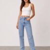 Light Wash Straight-Leg High-Waist Jeans