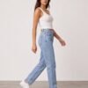 Light Wash Straight-Leg High-Waist Jeans