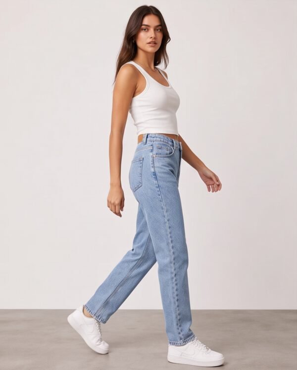 Light Wash Straight-Leg High-Waist Jeans