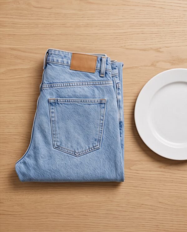 Light Wash Straight-Leg High-Waist Jeans