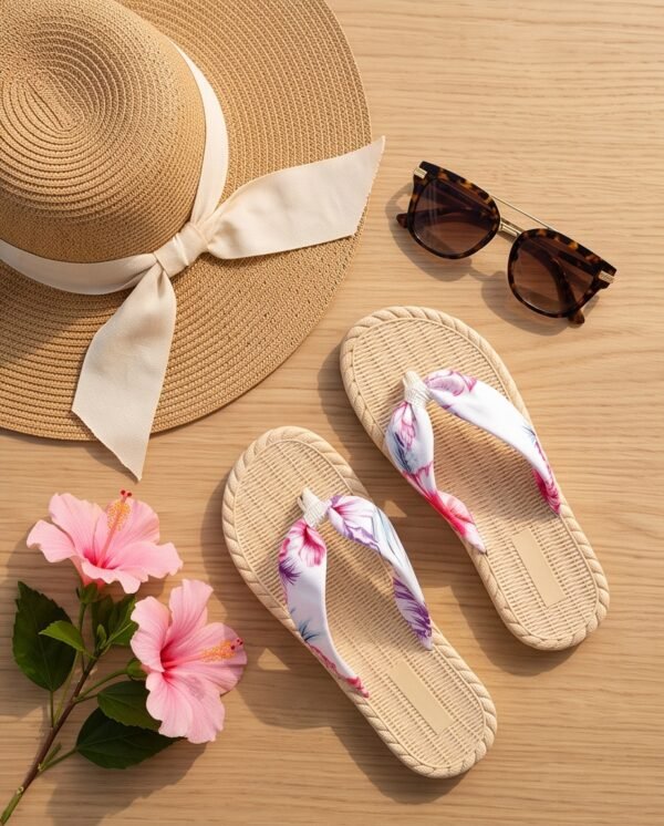 Floral Fabric Woven Flip-Flops