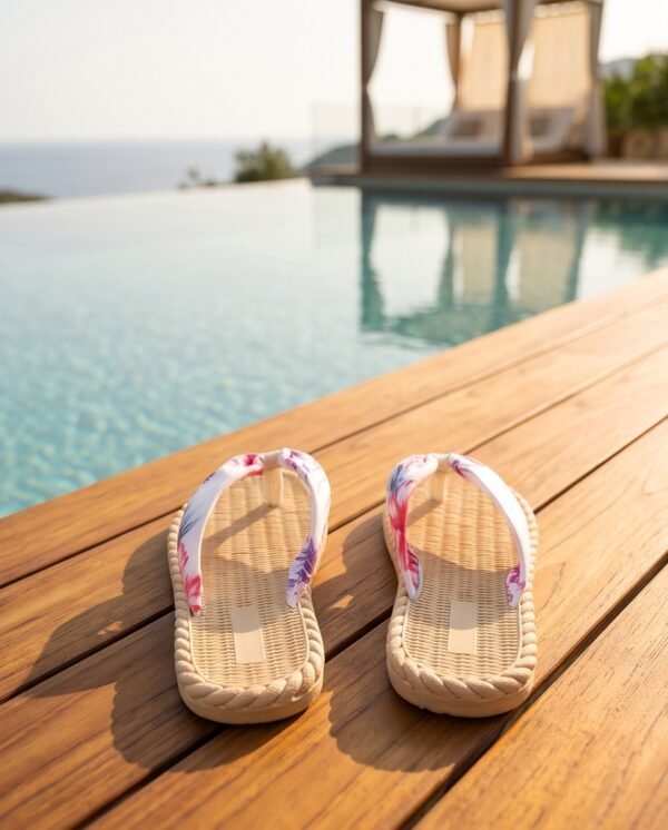 Floral Fabric Woven Flip-Flops