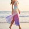 Pastel Ombre Shell Bikini Swimsuit with Matching Sarong Skirt