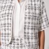 BS-SET-008_2 White Tweed Plaid Jacket and Shorts Two-Piece Set