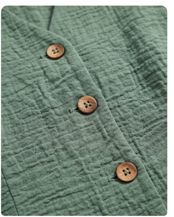 Sage Green Button-Front Vest and Wide-Leg Pants Set