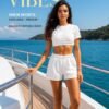 White Textured Embossed Shorts