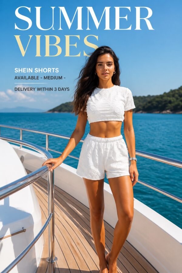 White Textured Embossed Shorts