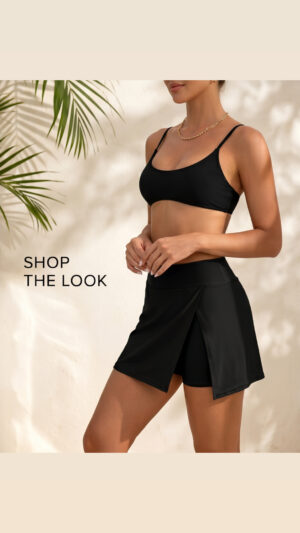 BS-SHO-003_1 Black Wrap Front Swim Skort