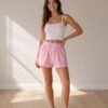 Pink Striped Cotton Boxer Lounge Shorts