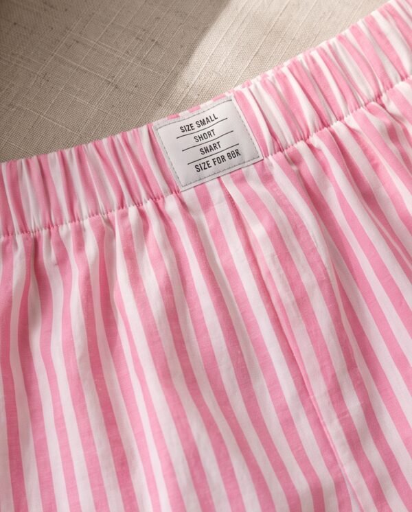 Pink Striped Cotton Boxer Lounge Shorts