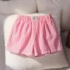 Pink Striped Cotton Boxer Lounge Shorts