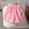 Pink Striped Cotton Boxer Lounge Shorts
