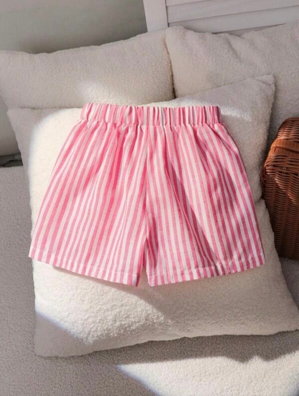 Pink Striped Cotton Boxer Lounge Shorts