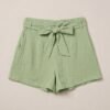 BS-SHO-005_4 Sage Green Textured Tie-Waist Shorts