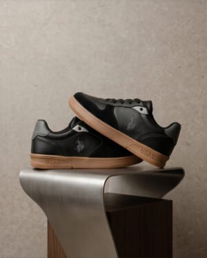 US Polo Assn. Black Gum-Sole Retro Sneakers