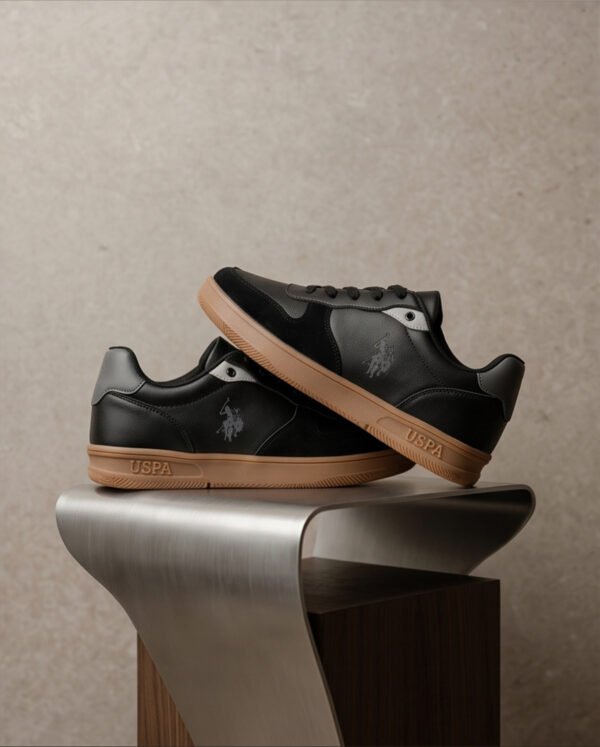 BS-SNK-002_1 US Polo Assn. Black Gum-Sole Retro Sneakers