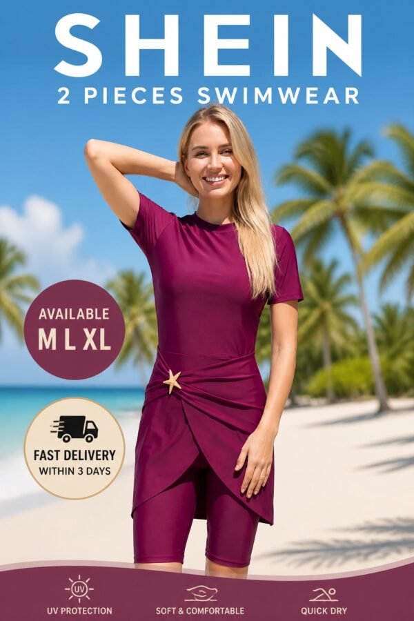 BS-SWM-002_1 Magenta Two-Piece Modest Swim Set
