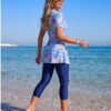 Shell Print Tunic & Navy Leggings Swim Set