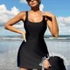 Black Swim Dress with Built-In Shorts