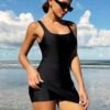 Black Swim Dress with Built-In Shorts