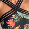 Tropical Print Crisscross Romper Swimsuit