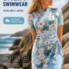 Floral Tunic Swim Set with Blue Leggings