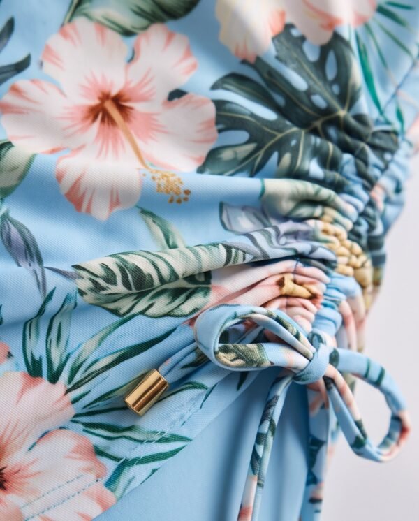Floral Tunic Swim Set with Blue Leggings