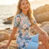 Floral Tunic Swim Set with Blue Leggings