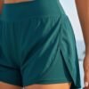 BS-SWM-016_3 Teal High-Waist Swim Shorts with Flowy Overlay