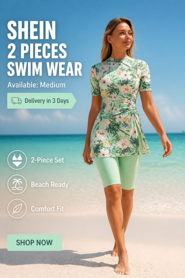 BS-SWM-022_1 Mint Tropical Print Ruched Top Swim Set
