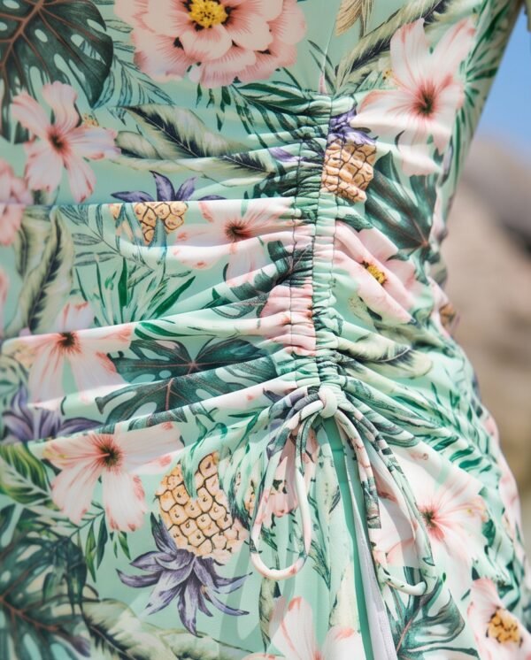 BS-SWM-022_3 Mint Tropical Print Ruched Top Swim Set