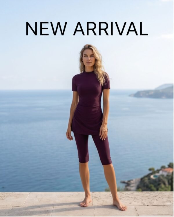 Plum Tunic & Capri Leggings Swim Set