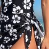BS-SWM-025_2 Black & White Hibiscus Print Swim Dress