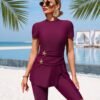 Plum Starfish-Clip Tunic Swim Set