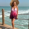Pink-Purple Ombre Wrap Swim Dress