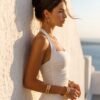 White Halter Ruched Swim Dress