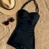 Black Satin Bandeau One-Piece Swimsuit (Teen)