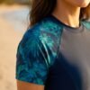 Navy Tropical Raglan Rash Guard Swim Set