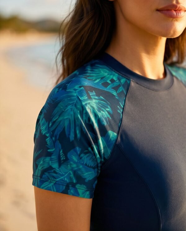 Navy Tropical Raglan Rash Guard Swim Set